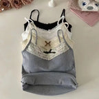 New Knitted Crop Top For Women Solid Color Lace Sling Tops Knitwear Tank Top Female Sexy Slim Camisole Sweet Short Beau Back Top