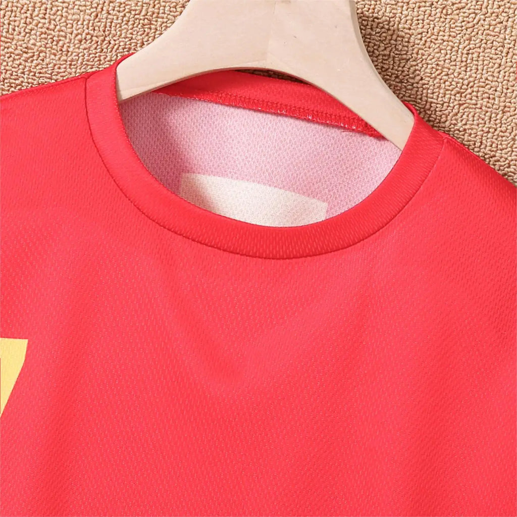 2025 Youth and Children Red and Green Splicing Color No. 7 Legend Quick-drying Sports Football Suit Set