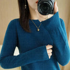 Autumn And Winter Thin Sweater Women's Round Neck Pullover Casual Knitted Top Women's Short Underlay Fashion 18 Colors