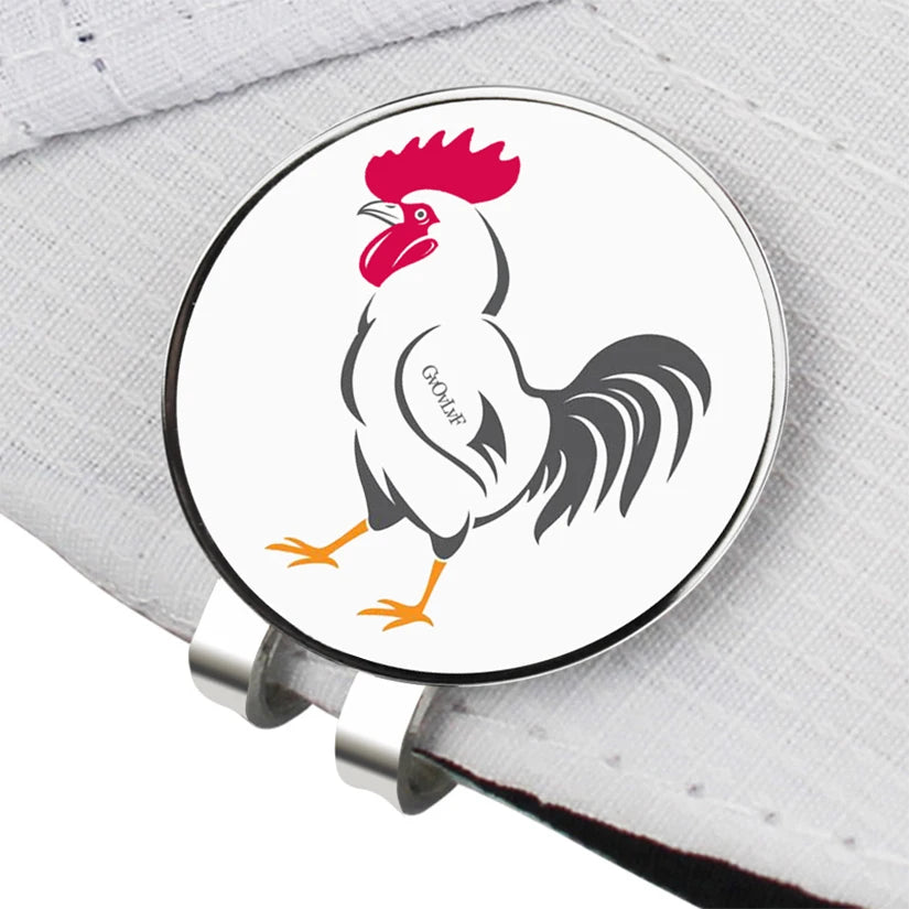 Golf Ball Marker - Rooster Pattern Golf Marker with Magnetic Hat Clip Novelty Gift - Gifts for Golf Lovers Golfer Men Friends