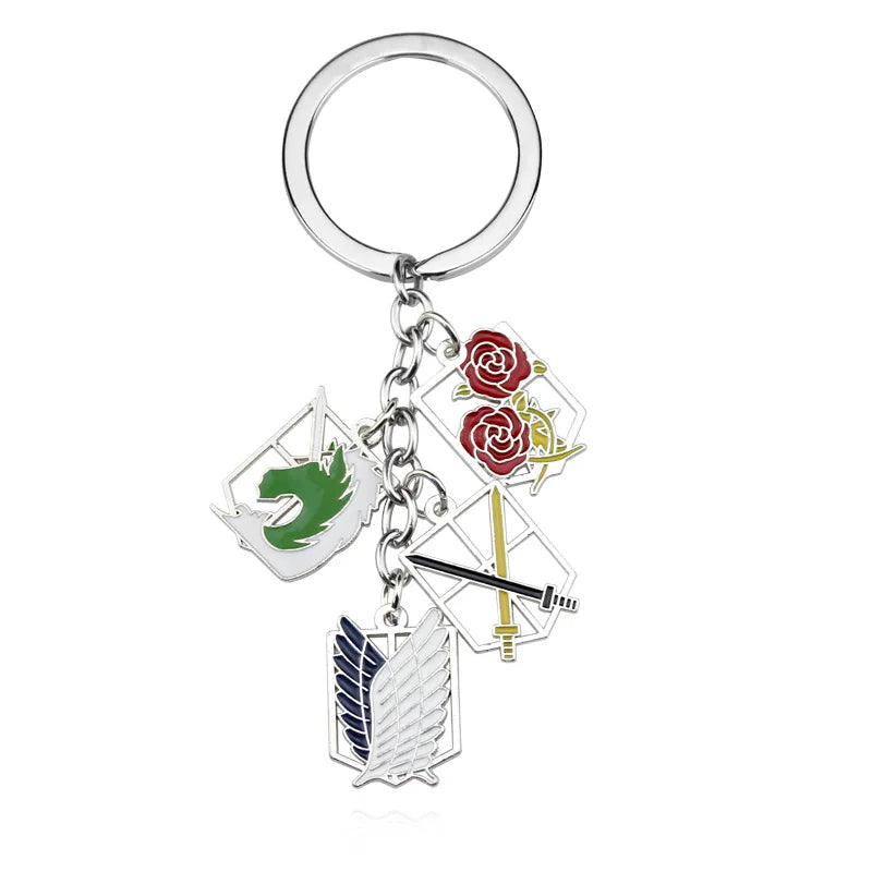 Attack on Titan Metal Keychains for Man Women Anime Peripheral Backpack Pendant Key Chains Bags Key Ring Cosplay Accessories