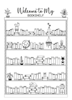 Bookshelf Coloring Pages Bundle – Printable Book Tracker (5 Unique Designs, PDF Download)