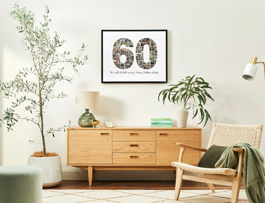 60th Birthday Photo Collage Template – Canva Editable, Digital Download