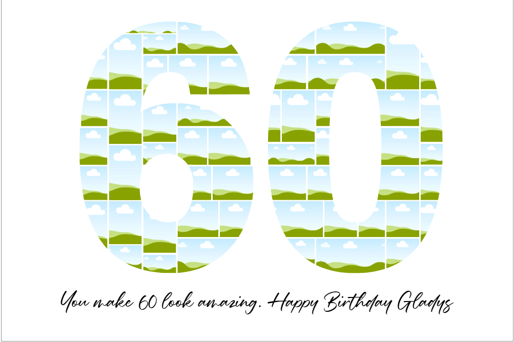 60th Birthday Photo Collage Template – Canva Editable, Digital Download