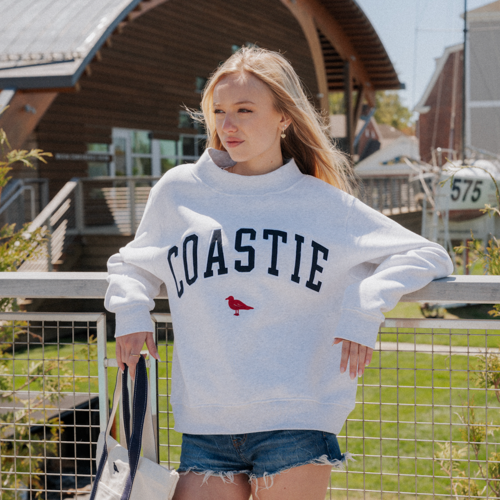 Coastie Embroidered Mockneck Sweatshirt