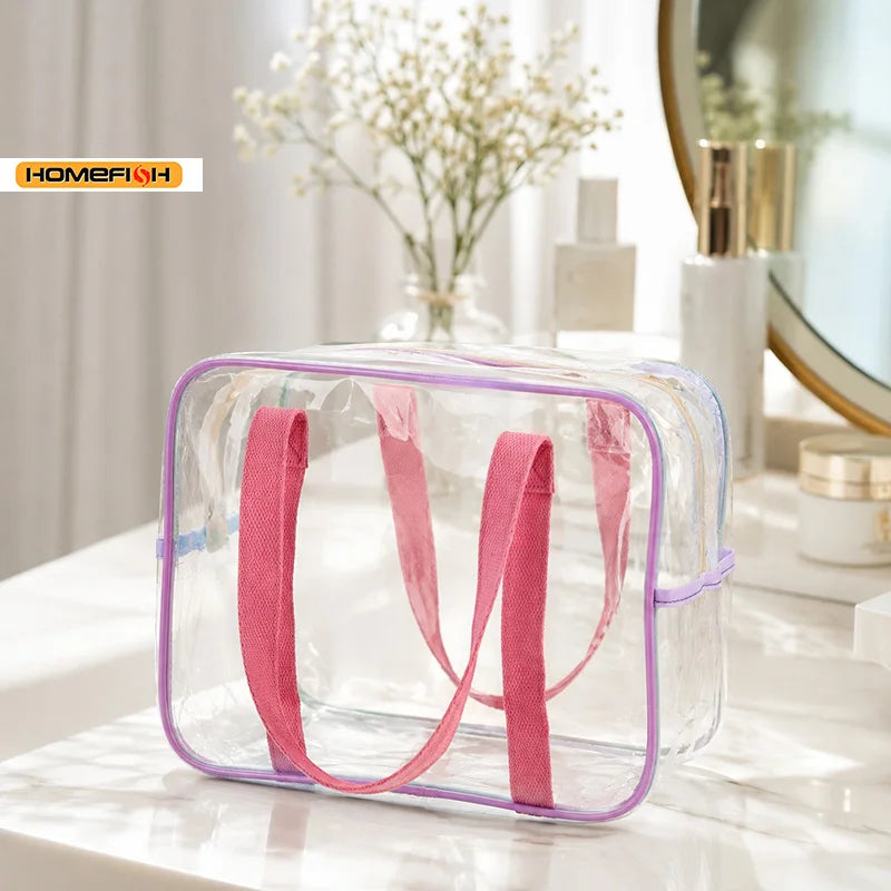 Large Capacity PVC Transparent Jelly Tote Bag, Waterproof Beach Swimming Storage Handbag for Summer Outdoo