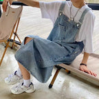 New Irregular Split Cowboy Denim Dress Women Sleeveless Jeans Dresses Fashion Female Solid  Casual Loose Strap Dresses