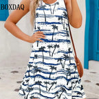 2025 Summer New Floral Sleeveless Sundress Loose Dress Casual Vest Beach Vacation Tank Dress Fashion 3D Print Short A-Line Dress
