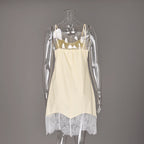 Linad Sexy Lace Spaghetti Strap Short Dress Summer Street Chic Cotton Straight Dresses Women Casual Sleeveless Dress Female 2025