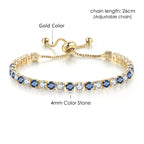 Adjustable Multicolor Tennis Bracelets for Women Ladies Wedding Rainbow Colorful Zircon Charm Bracelet Hand Chain Jewelry DZH043