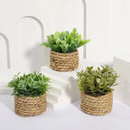 Green Artificial Potted Plant 11cm Woven Artificial Plants Plastic Leaf Eucalyptus Grass Artificial Decorations Home Decor