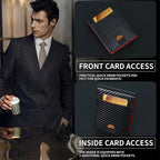 Slim Carbon Fiber PU Leather RFID Blocking Wallet Men, Bifold Money Clip, Minimalist Front Pocket Credit Card Holder