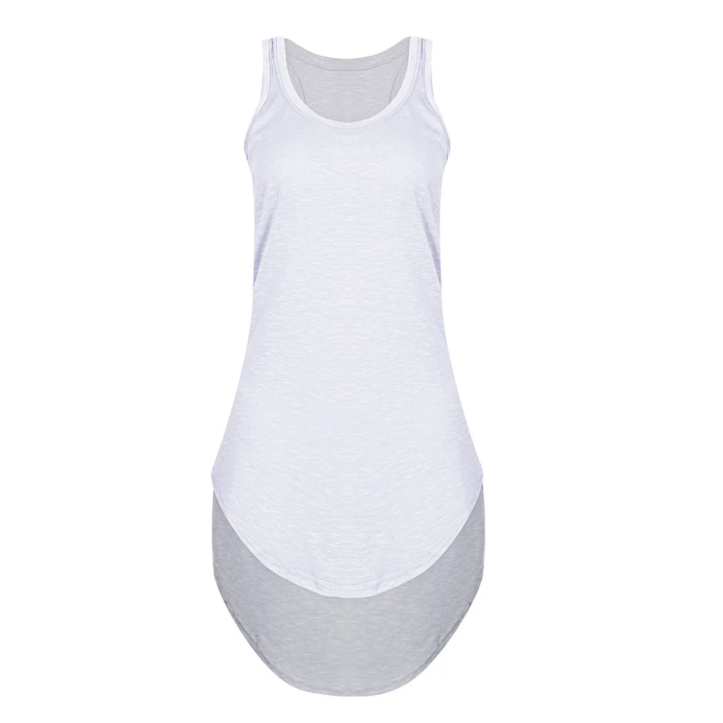 Women's Summer Dresses Casual Women Summer Plus Size Tank Dresses Solid Color Mini Dress U Neck Cotton Women Bridal Shower Dress