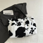 Large Capacity Shopper Bags For Women Winter Travel Tote Bag Cow Printing Plush Shoulder Bag Ladies Handbag Designer Bolsos