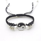 1W-2 PC Jewelry Set Couple Black White Tai Chi Bracelet Rope Adjustable Chain Set Simple Style Daily Wear Jewelry