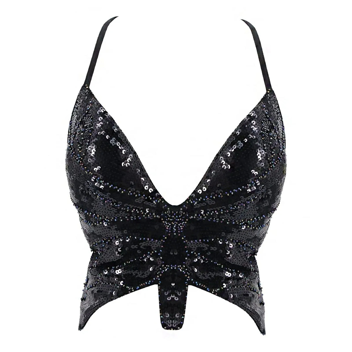2025 Sparkly Sequin Crop Top Women Clothing Bandage Backless Dance Vest Vintage Party Camisole Tank Tops Clubwear Glitter Outfit
