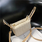 HOMEFISH Summer Small Straw Handbag Trendy Shoulder Bag Woven Bucket Crossbody Bag Casual Seaside Beach Bag Gilrs Handle Tote