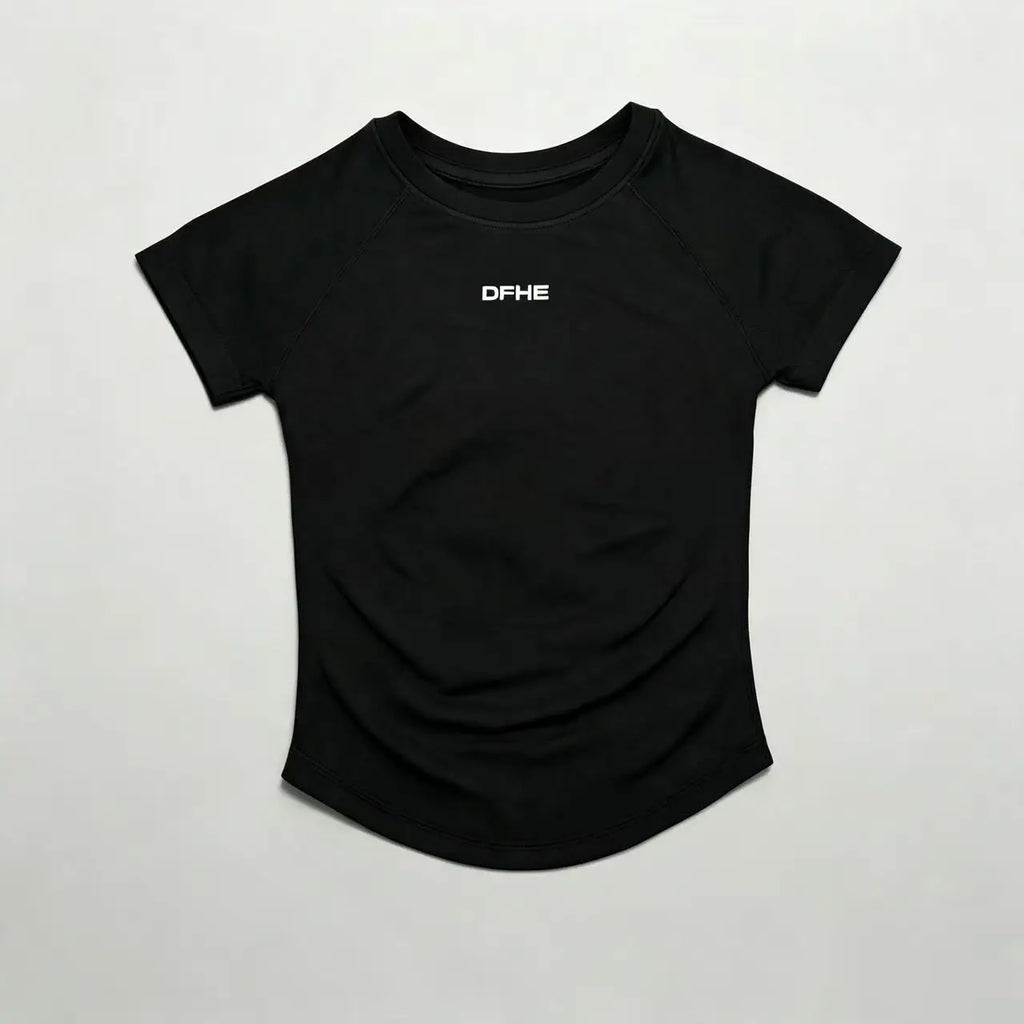 DFHE Women Breathable Sports T Shirt Short Sleeve Round Neck Elastic Casual Tops For Gym Yoga Running Fitness