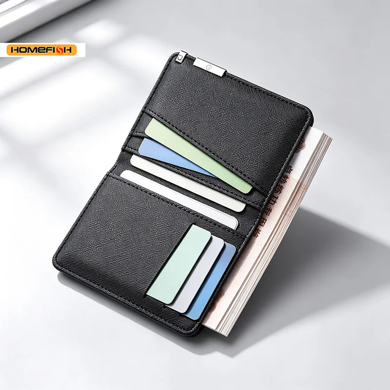 HOMEFISH Men Ultra Thin Vertical Mini Wallet Multi Card Slots Credit Card Holder Compact Short Purse Daily Carry