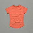 Histello Women Short Sleeve Sports T-Shirt Round Neck Breathable Stretchy Quick Dry Top Yoga Gym Running Fitness Activewear