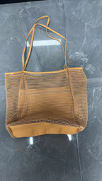 Homefish Large Capacity Woven Polyester Beach Tote Bag For Women Durable Open Top For Travel Shopping Daily Outdoor Use