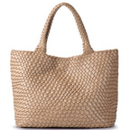 Woven Tote Bag Womens Purse Vegan Leather Shoulder Handbags - Fashion Summer Beach Tote Bags - Large Travel Totes