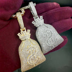 Aokaishen Money Bag Pendant Gold Color Bling Cubic Zircon Men's Hip Hop Necklace Jewelry