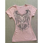 American Street Hottie T-shirt Vintage V-neck Tshirt 2000s Y2K Aesthetic Graphic Printed Tees Women's Punk Chic Tops Ropa Mujer