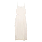 YENKYE Romantic Crinkled Wrap Slip Dress Women Self Tie Waist Lace Trim Irregular Hem Beach Vacation Midi Dresses Female Vestido
