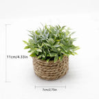 Green Artificial Potted Plant 11cm Woven Artificial Plants Plastic Leaf Eucalyptus Grass Artificial Decorations Home Decor
