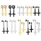 BONISKISS Men Women Stainless Steel Inverted Upside Down Cross Earring Church of Satan Temple Occult Satanic Witchy Stud Jewelry
