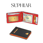 Slim Carbon Fiber PU Leather RFID Blocking Wallet Men, Bifold Money Clip, Minimalist Front Pocket Credit Card Holder