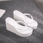 EOFK New Women Flip Flops Wedges Comfort Summer Platform Slippers Outdoor Concise Beach High Heel 9cm Casual Slides