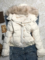 2026 Spring Retro Faux Fur Coats Women 2000s American Vintage Jackets Harajuku Gotihc Punk Clothing Jean Parkas Female Outwear