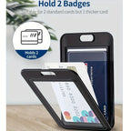 Plastic Vertical Card Bag, Black Id Card, Credit Card, Key Card Protection Cover Vertical Card Holder With Double-Sided Hard