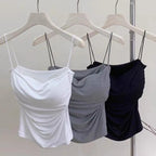Y2K Sexy Tank Tops Women Spaghetti Strap Crop Top With Bra Bodycon Sleeveless Cami Tube Top Basic Camisole Tees Korean Clothes