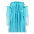 Off Shoulder Ruffle Dresses For Women Elegant Summer High Waist Loose Wedding Dress Summer Women's Dresses Beach Female Dress