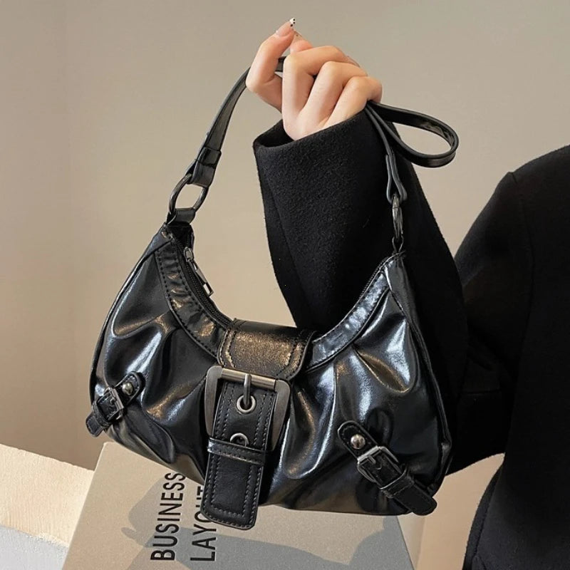 Y2K Retro Pleated Hobo Shoulder Bag for Women Hot Selling Maillard Style Underarm Bag Clutch Handbags for Travel Work Shopping