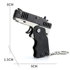 1PCS Keychain Gun 60 Rubber Bands Rubber Band Gun Shooting Pistol Alloy Kid Outdoor Party Metal Gun Gift Boyfriend Gift Funny