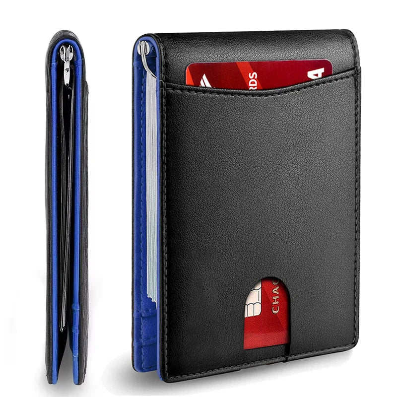 Synthetic Leather Slim Smart Wallet for Men Credit Card Holder Money Clip RFID Blocking Men Thin Bifold Wallet Walet Money Bag
