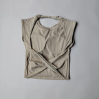 Yoga Short-sleeved Women's Fixed Chest Pad Running Gym Sexy Backless Short Training Sports T-shirt Waist Slimming Fitness Vest