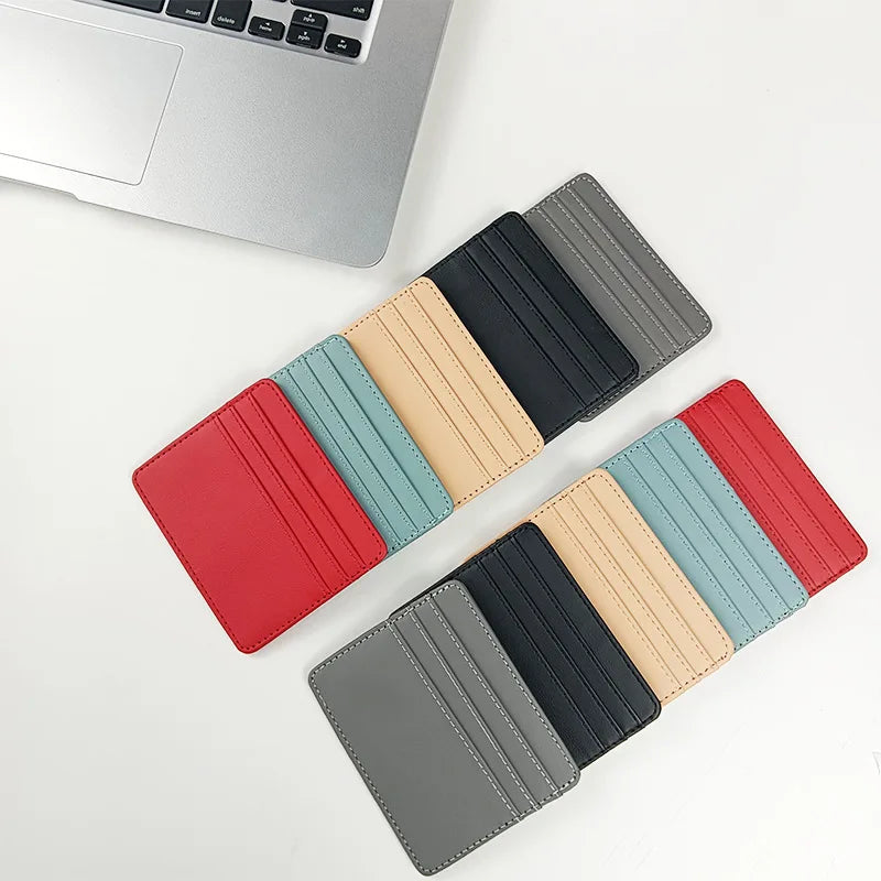PU Leather ID Card Case - Slim Multi-Slot Holder for Bank/Credit Cards