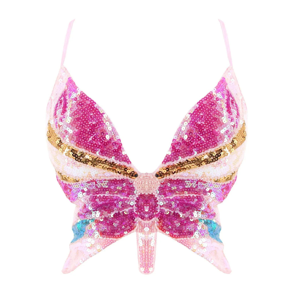 2025 Sparkly Sequin Crop Top Women Clothing Bandage Backless Dance Vest Vintage Party Camisole Tank Tops Clubwear Glitter Outfit