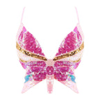2025 Sparkly Sequin Crop Top Women Clothing Bandage Backless Dance Vest Vintage Party Camisole Tank Tops Clubwear Glitter Outfit