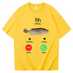 Fih Calling Remind Me Message Decline Accept Phone Call Fish T-shirts Funny Fishman Outfit T-shirt Men Women Cotton Casual Tees