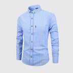 Men'S Single Breasted Checkered Shirt Men Shirts Fall And Winter Men Shirts Breathable Cotton Long Sleeved Camisa Masculina