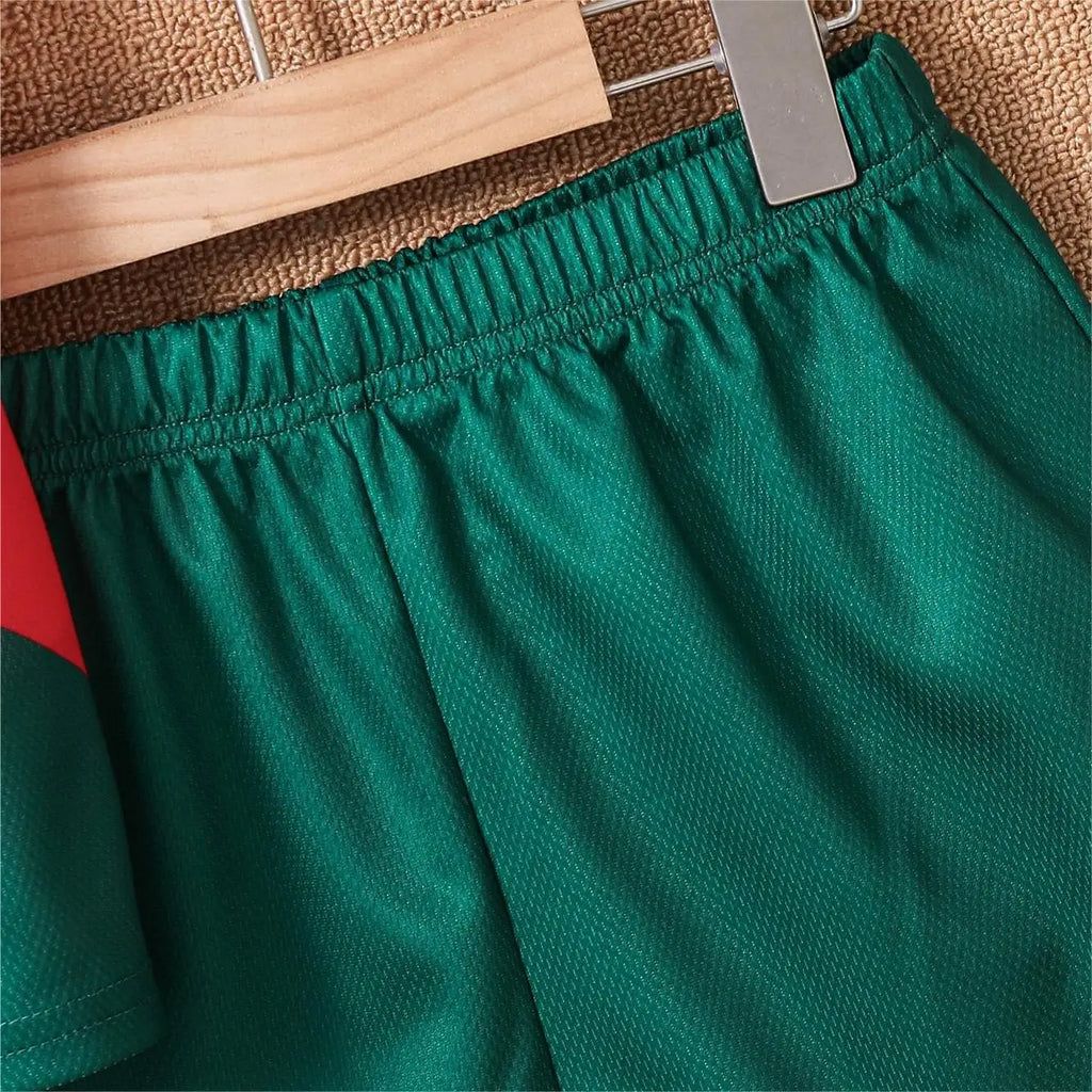 2025 Youth and Children Red and Green Splicing Color No. 7 Legend Quick-drying Sports Football Suit Set
