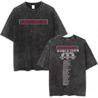 Radiohead Rock Band Washed Cotton T-Shirt – Retro Alternative Rock Graphic Tee, Vintage Distressed Heavyweight Style Unisex Concert Top