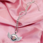 John Pork is Calling Answer Call Phone Humor Funny Pig Lover Graphic The moon Necklace Angel Wings Pendant Necklace Jewelry Gift