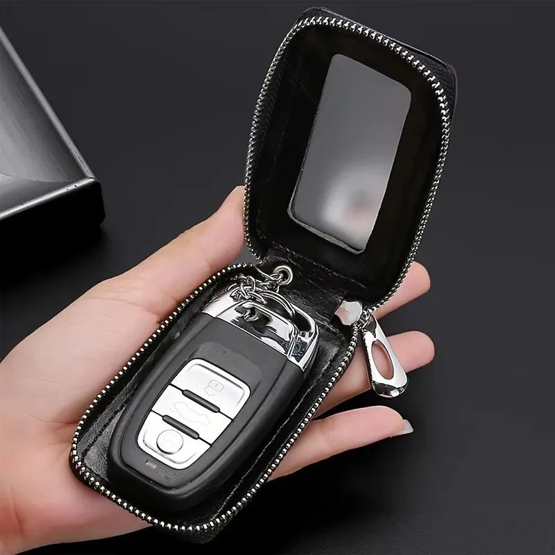 Car Key Case Key Protector Smart Key Chain Coin Holder Metal Hook And Keyring Wallet Retro Bag For Auto Remote Key Fob